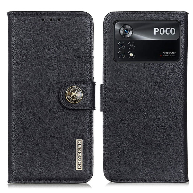 For Xiaomi Poco X4 Pro 5G KHAZNEH Cowhide Texture Horizontal Flip Leather Phone Case