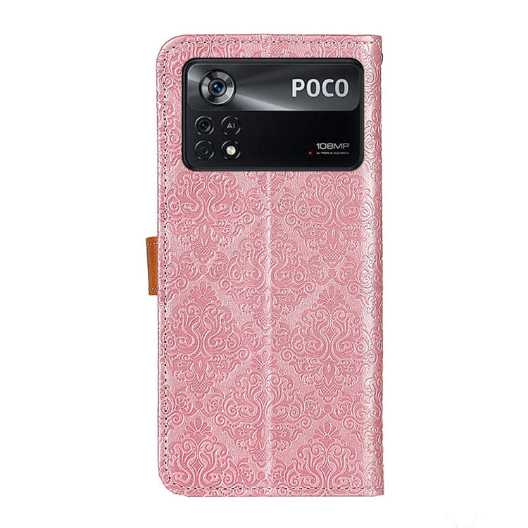 For Xiaomi Poco X4 Pro 5G European Floral Embossed Leather Phone Case