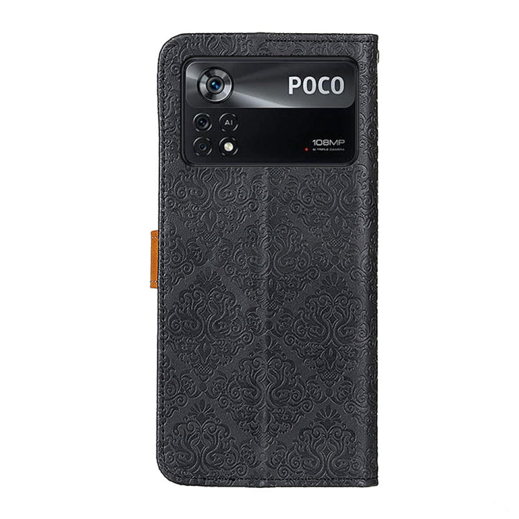 For Xiaomi Poco X4 Pro 5G European Floral Embossed Leather Phone Case
