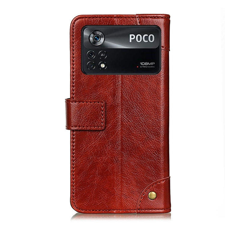 For Xiaomi Poco X4 Pro 5G Copper Buckle Nappa Texture Horizontal Flip Leather Phone Case with Holder & Card Slots & Wallet