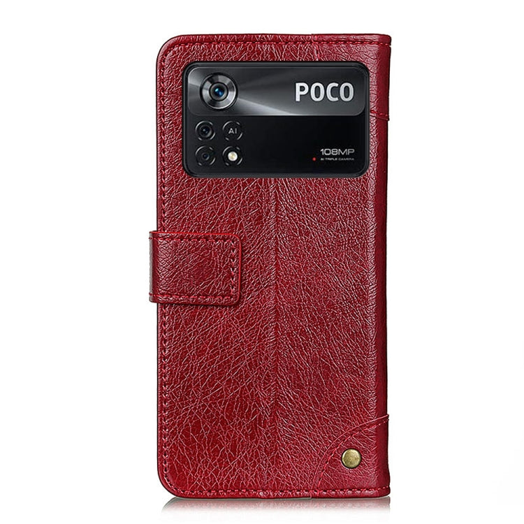 For Xiaomi Poco X4 Pro 5G Copper Buckle Nappa Texture Horizontal Flip Leather Phone Case with Holder & Card Slots & Wallet