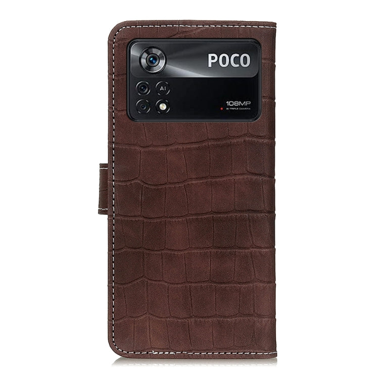 For Xiaomi Poco X4 Pro 5G Magnetic Crocodile Texture Horizontal Flip Leather Phone Case