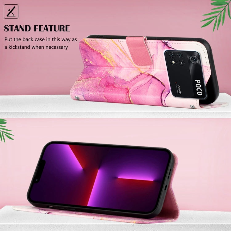 For Xiaomi Poco M4 Pro 4G PT003 Marble Pattern Flip Leather Phone Case