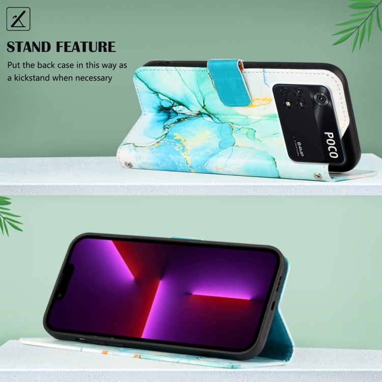 For Xiaomi Poco M4 Pro 4G PT003 Marble Pattern Flip Leather Phone Case
