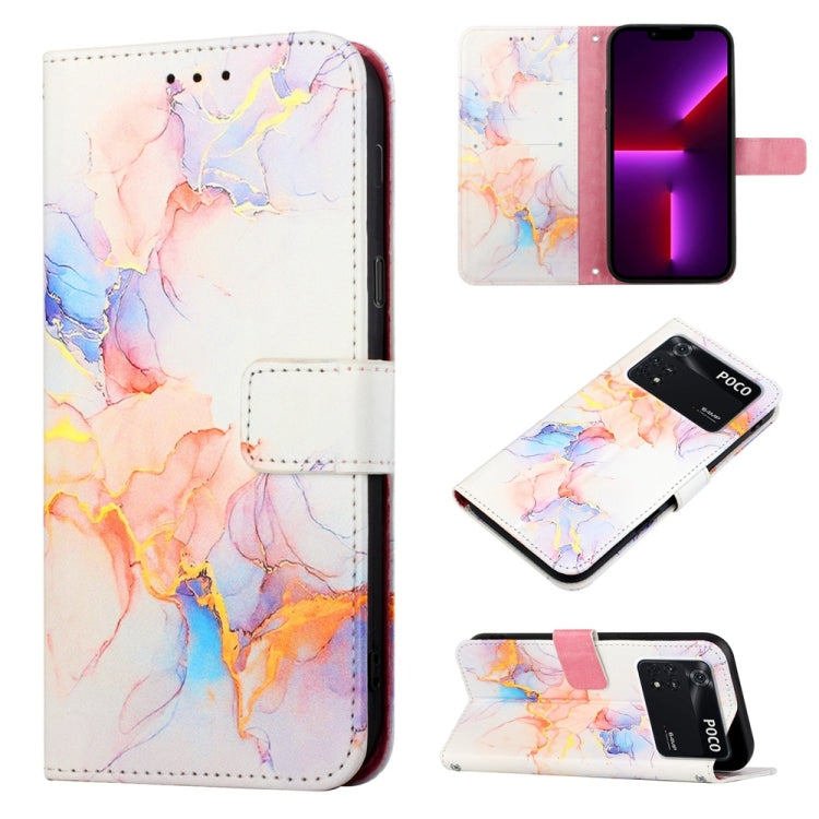 For Xiaomi Poco M4 Pro 4G PT003 Marble Pattern Flip Leather Phone Case
