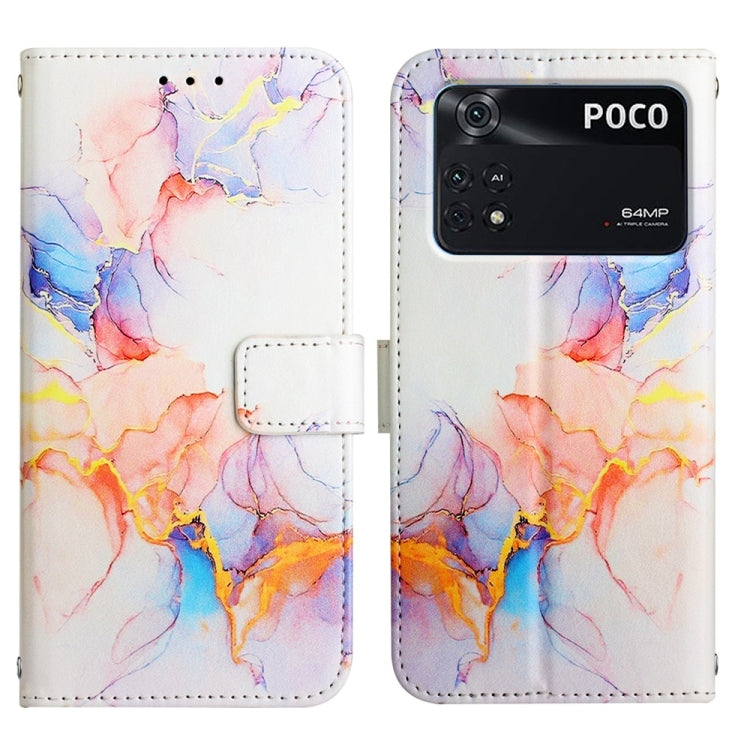 For Xiaomi Poco M4 Pro 4G PT003 Marble Pattern Flip Leather Phone Case
