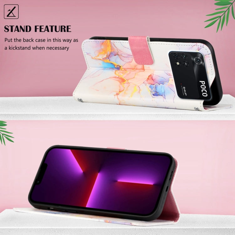 For Xiaomi Poco M4 Pro 4G PT003 Marble Pattern Flip Leather Phone Case