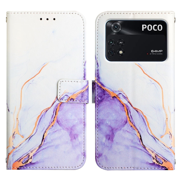For Xiaomi Poco M4 Pro 4G PT003 Marble Pattern Flip Leather Phone Case