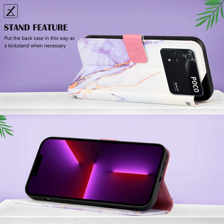 For Xiaomi Poco M4 Pro 4G PT003 Marble Pattern Flip Leather Phone Case