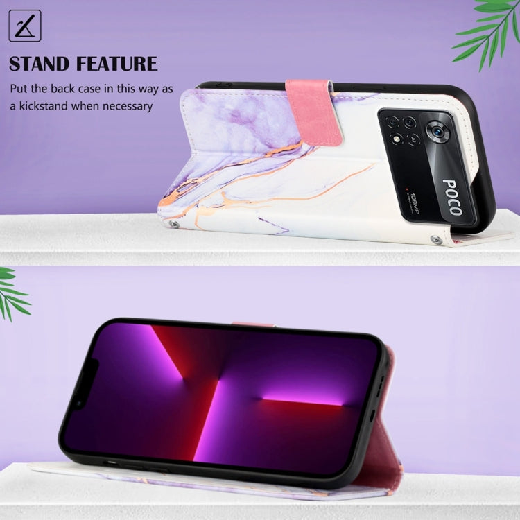 For Xiaomi Poco X4 Pro 5G PT003 Marble Pattern Flip Leather Phone Case