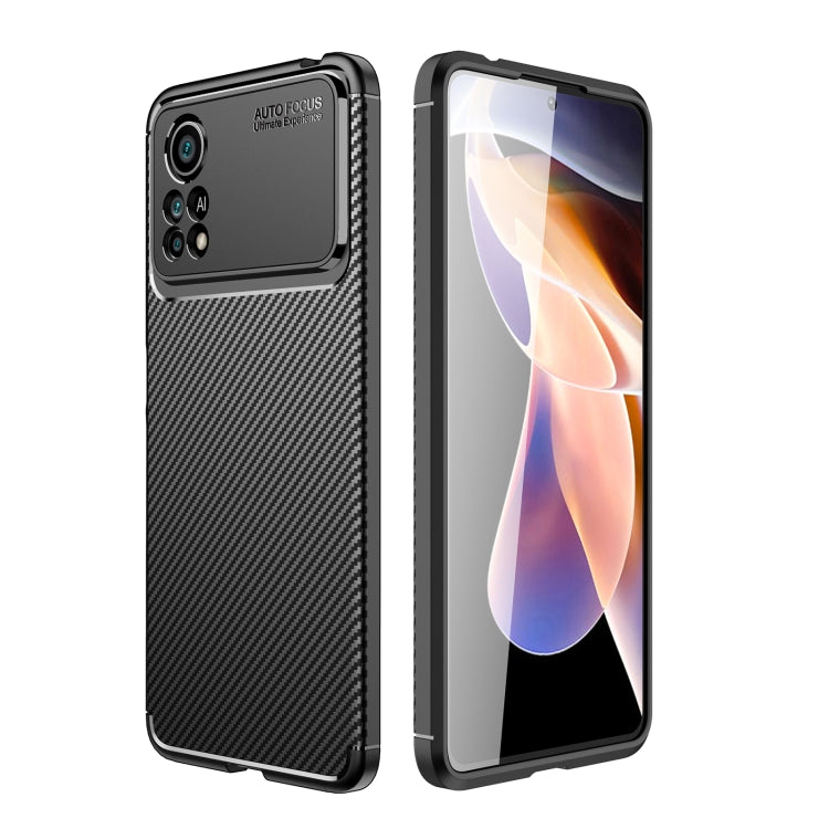 For Xiaomi Poco X4 Pro 5G Precise Hole Carbon Fiber Texture Shockproof TPU Phone Case