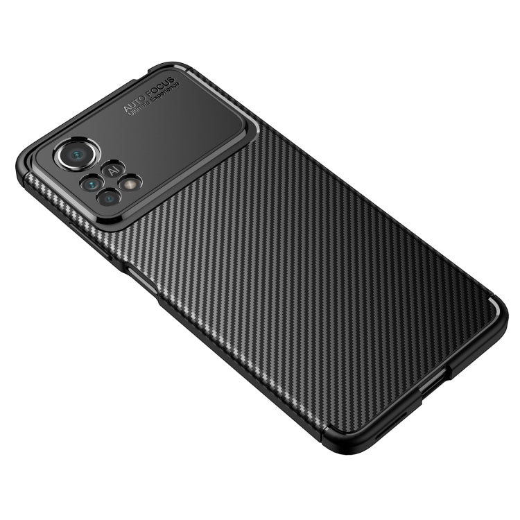 For Xiaomi Poco X4 Pro 5G Precise Hole Carbon Fiber Texture Shockproof TPU Phone Case