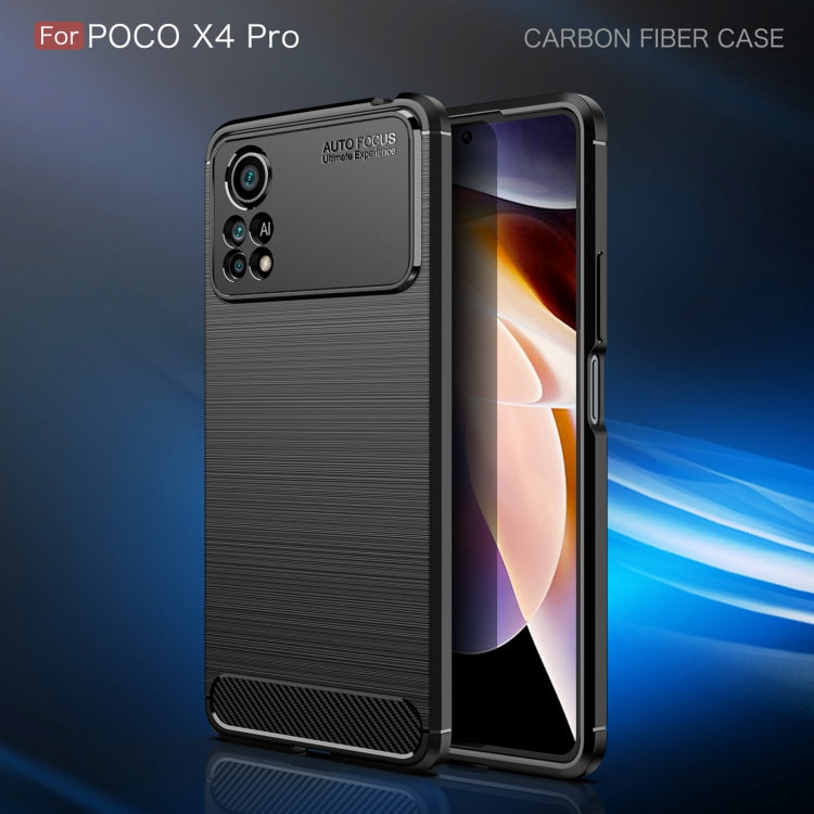 For Xiaomi Poco X4 Pro 5G Precise Hole Brushed Texture Carbon Fiber TPU Phone Case