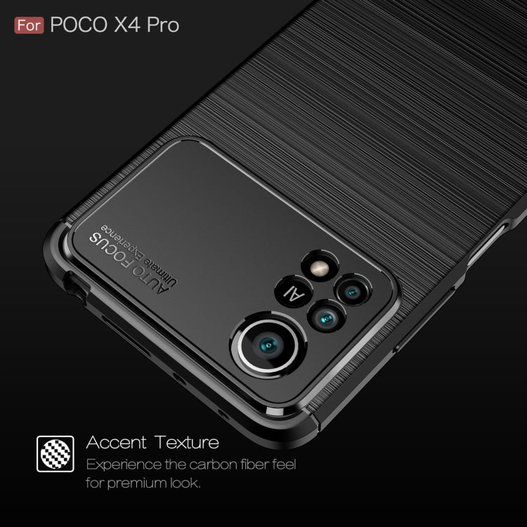 For Xiaomi Poco X4 Pro 5G Precise Hole Brushed Texture Carbon Fiber TPU Phone Case