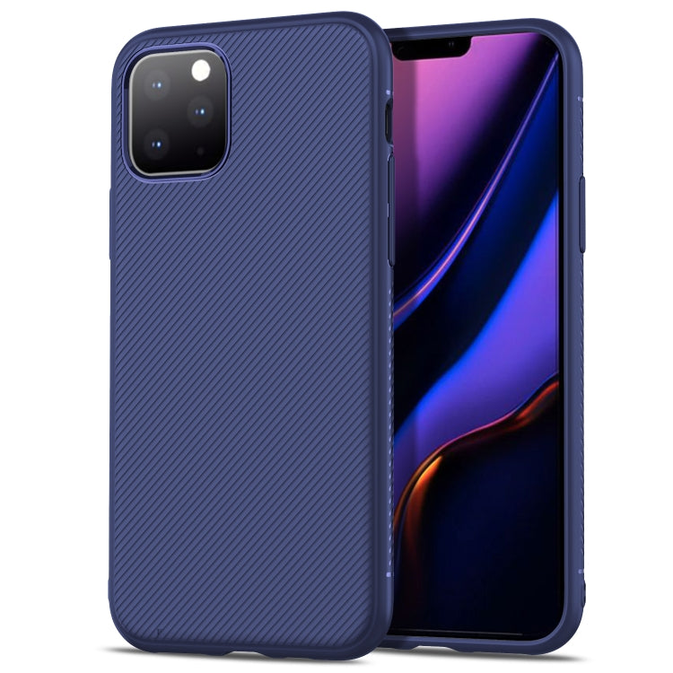 For iPhone 11 Pro Lenuo Leshen Series Stripe Texture TPU Case(Dark Blue)