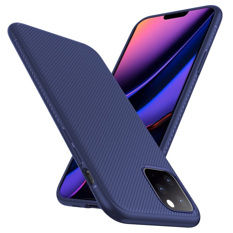 For iPhone 11 Pro Lenuo Leshen Series Stripe Texture TPU Case(Dark Blue)