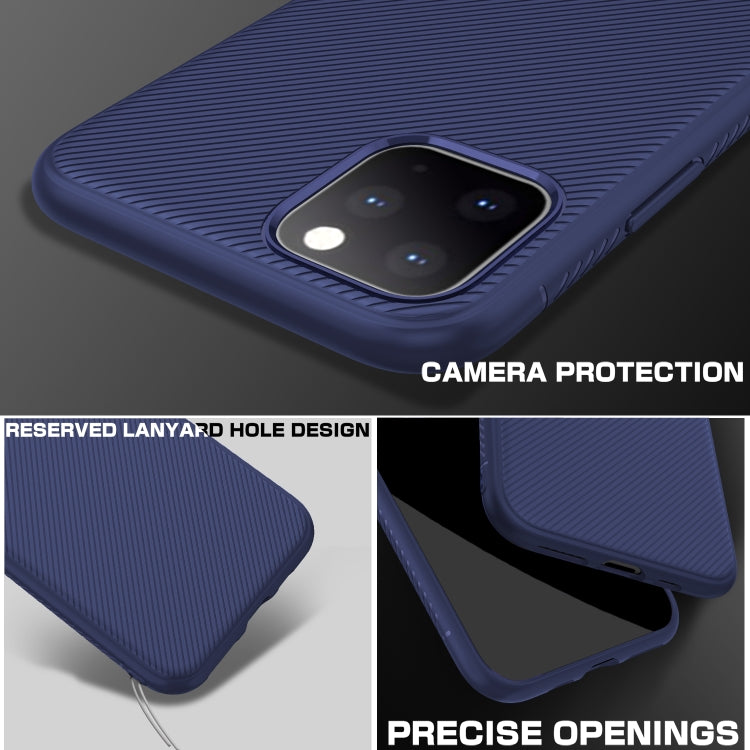 For iPhone 11 Pro Lenuo Leshen Series Stripe Texture TPU Case(Dark Blue)