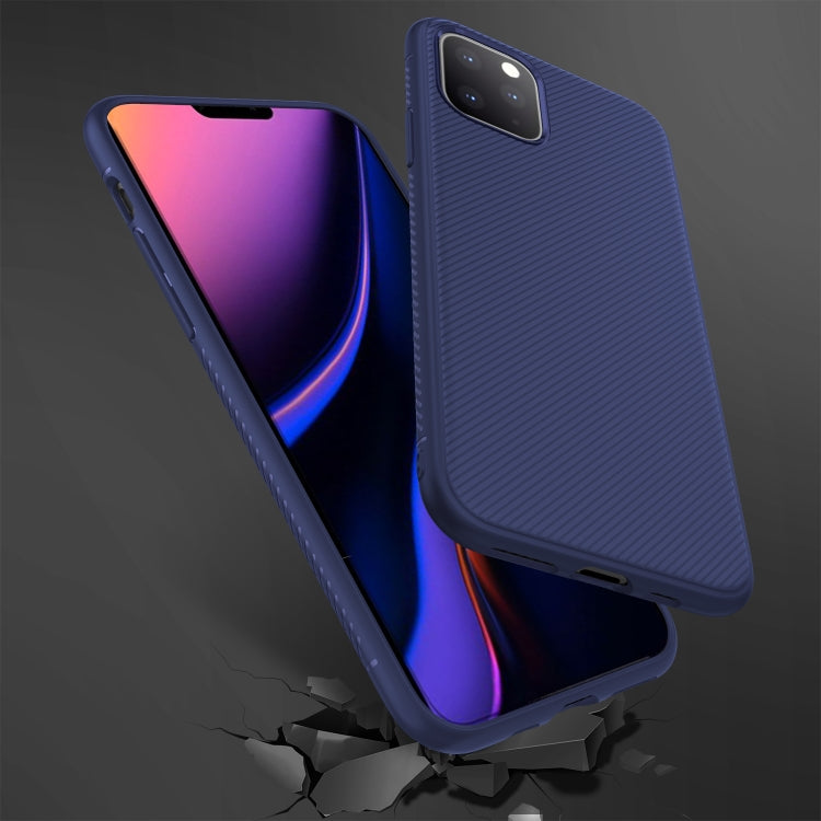 For iPhone 11 Pro Lenuo Leshen Series Stripe Texture TPU Case(Dark Blue)