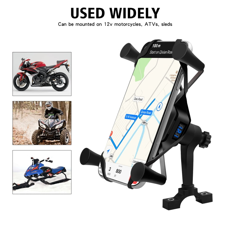 CS-878B1 Motorcycle X-type Plastic Wireless Fast Charging Bracket with Voltmeter(Black)