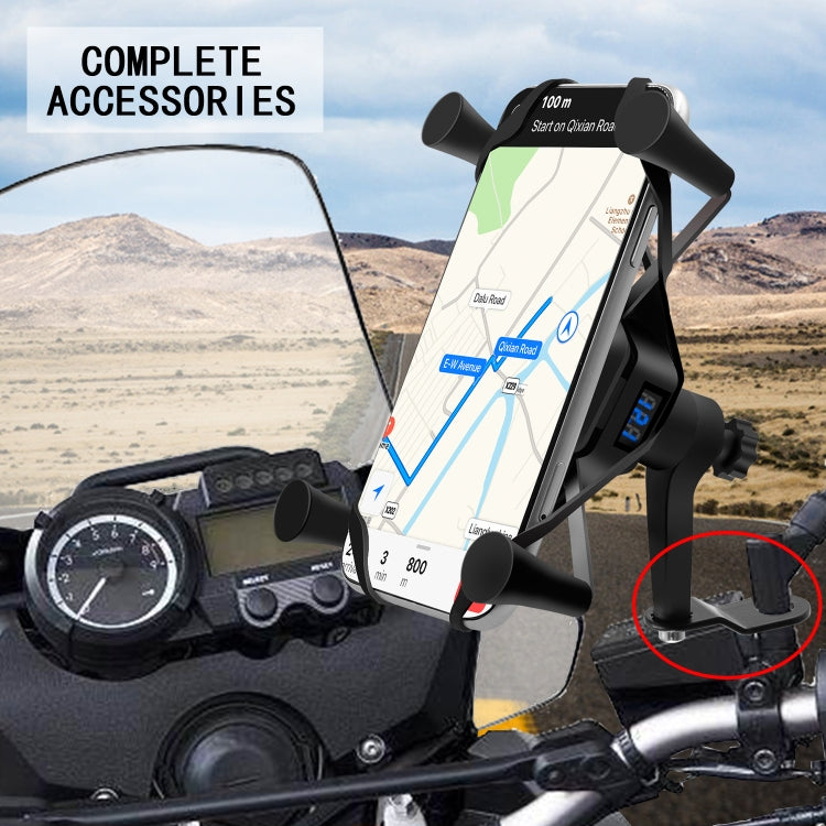 CS-878B1 Motorcycle X-type Plastic Wireless Fast Charging Bracket with Voltmeter(Black)