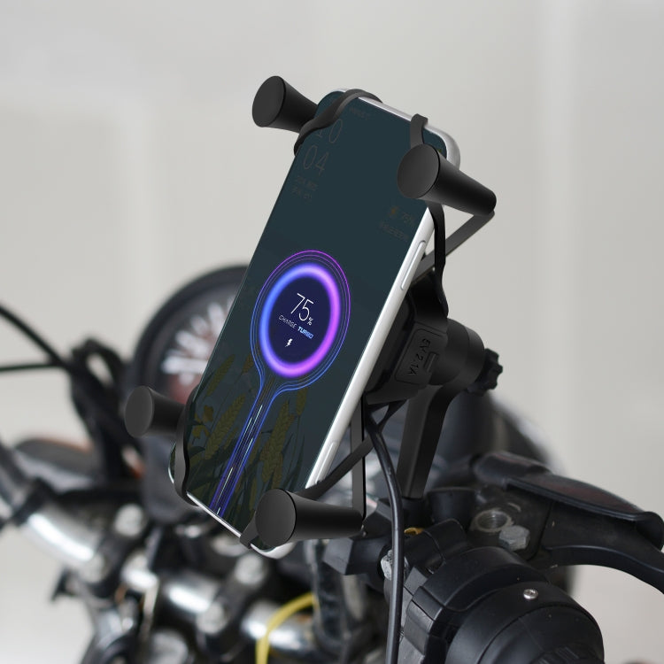 CS-878B1 Motorcycle X-type Plastic Wireless Fast Charging Bracket with Voltmeter(Black)