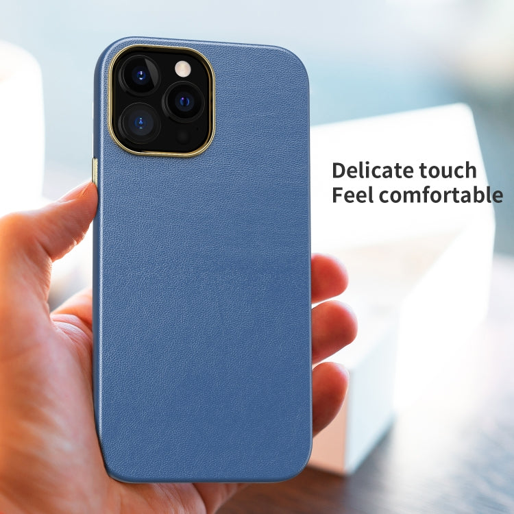 For iPhone 13 Electroplating Leather Texture PC + TPU Phone Case