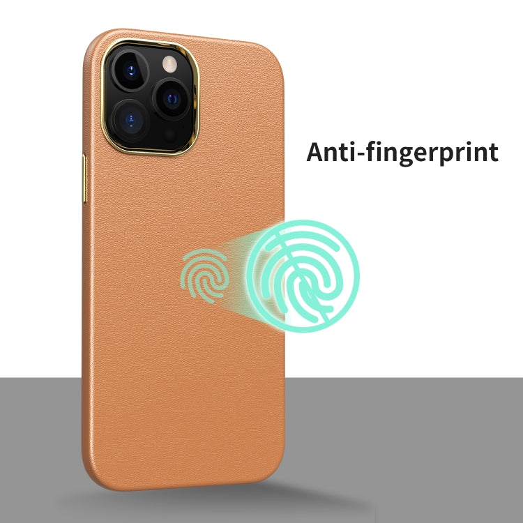 For iPhone 13 Electroplating Leather Texture PC + TPU Phone Case