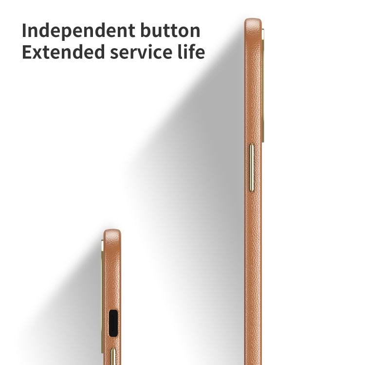 For iPhone 13 Pro Electroplating Leather Texture PC + TPU Phone Case