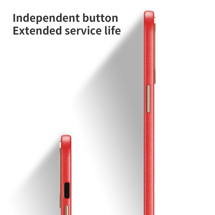 For iPhone 13 Pro Max Electroplating Leather Texture PC + TPU Phone Case