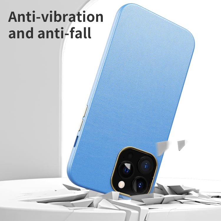 For iPhone 13 Pro Max Electroplating Leather Texture PC + TPU Phone Case