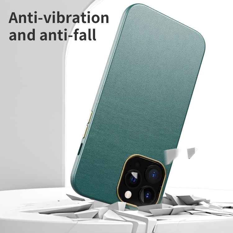 For iPhone 13 Pro Max Electroplating Leather Texture PC + TPU Phone Case