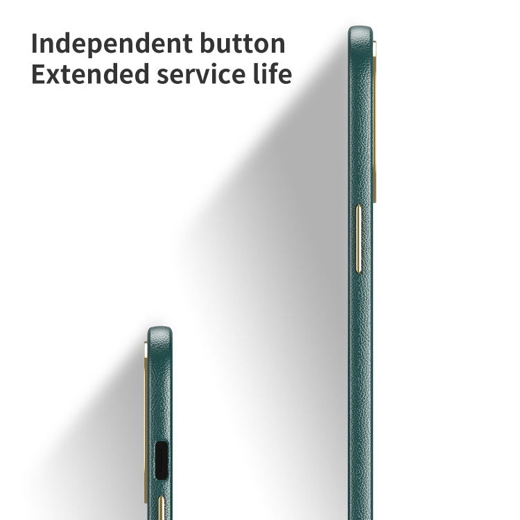 For iPhone 13 Pro Max Electroplating Leather Texture PC + TPU Phone Case