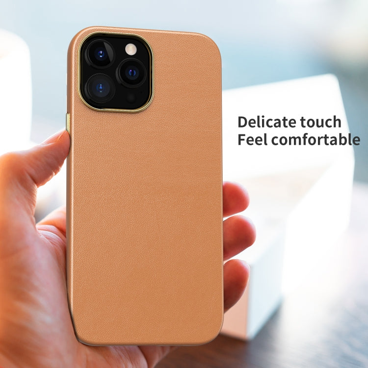 For iPhone 11 Pro Max Electroplating Leather Texture PC + TPU Phone Case