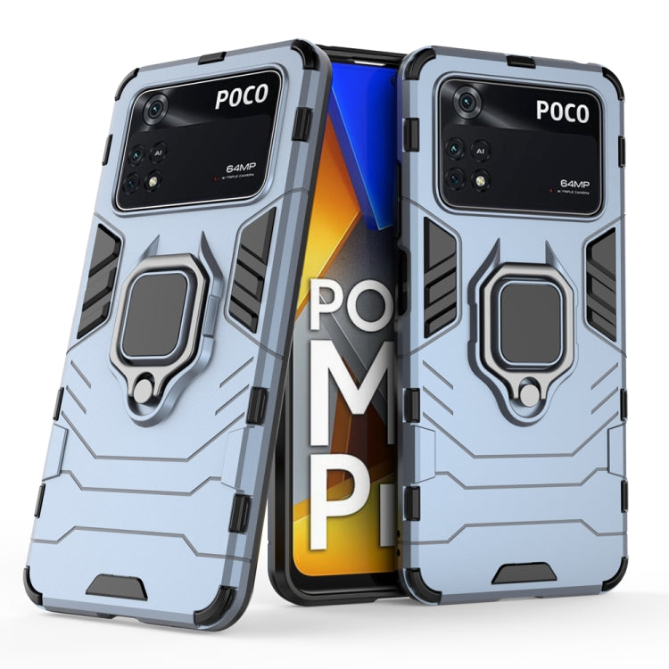 For Xiaomi Poco M4 Pro 4G Shockproof PC + TPU Protective Phone Case with Magnetic Ring Holder