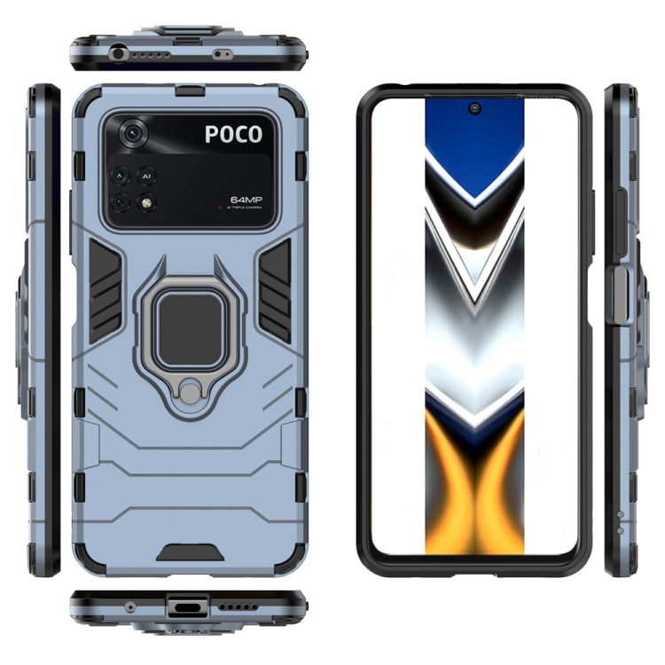 For Xiaomi Poco M4 Pro 4G Shockproof PC + TPU Protective Phone Case with Magnetic Ring Holder