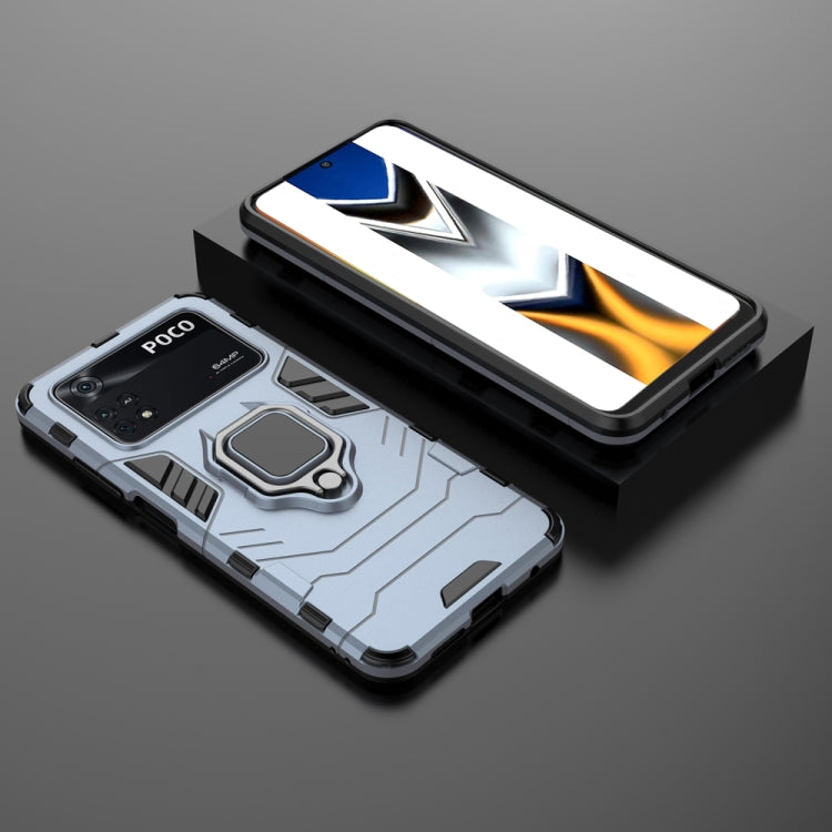 For Xiaomi Poco M4 Pro 4G Shockproof PC + TPU Protective Phone Case with Magnetic Ring Holder