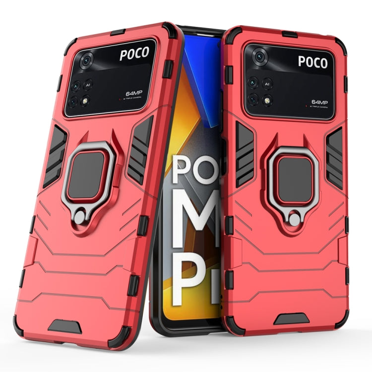 For Xiaomi Poco M4 Pro 4G Shockproof PC + TPU Protective Phone Case with Magnetic Ring Holder