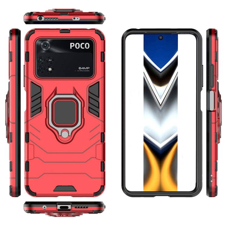 For Xiaomi Poco M4 Pro 4G Shockproof PC + TPU Protective Phone Case with Magnetic Ring Holder