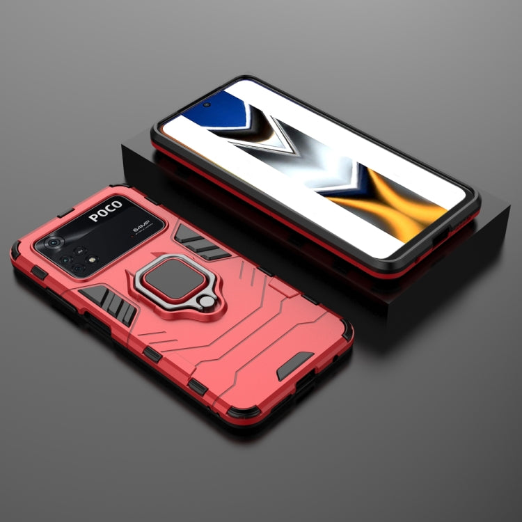For Xiaomi Poco M4 Pro 4G Shockproof PC + TPU Protective Phone Case with Magnetic Ring Holder