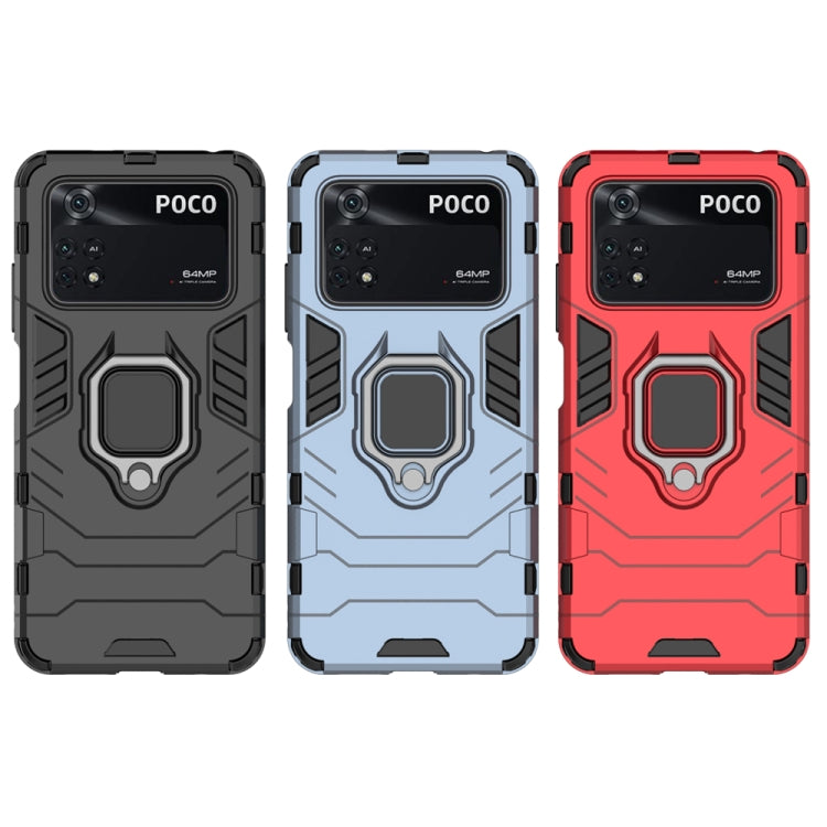 For Xiaomi Poco M4 Pro 4G Shockproof PC + TPU Protective Phone Case with Magnetic Ring Holder