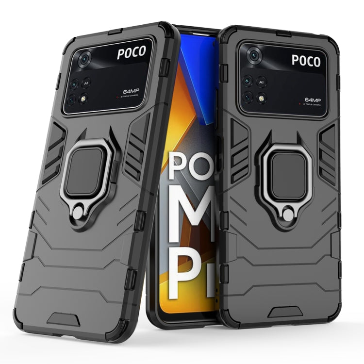 For Xiaomi Poco M4 Pro 4G Shockproof PC + TPU Protective Phone Case with Magnetic Ring Holder