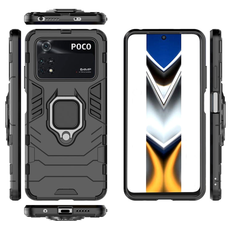 For Xiaomi Poco M4 Pro 4G Shockproof PC + TPU Protective Phone Case with Magnetic Ring Holder