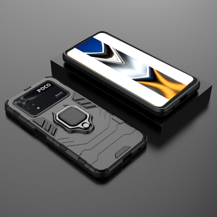 For Xiaomi Poco M4 Pro 4G Shockproof PC + TPU Protective Phone Case with Magnetic Ring Holder