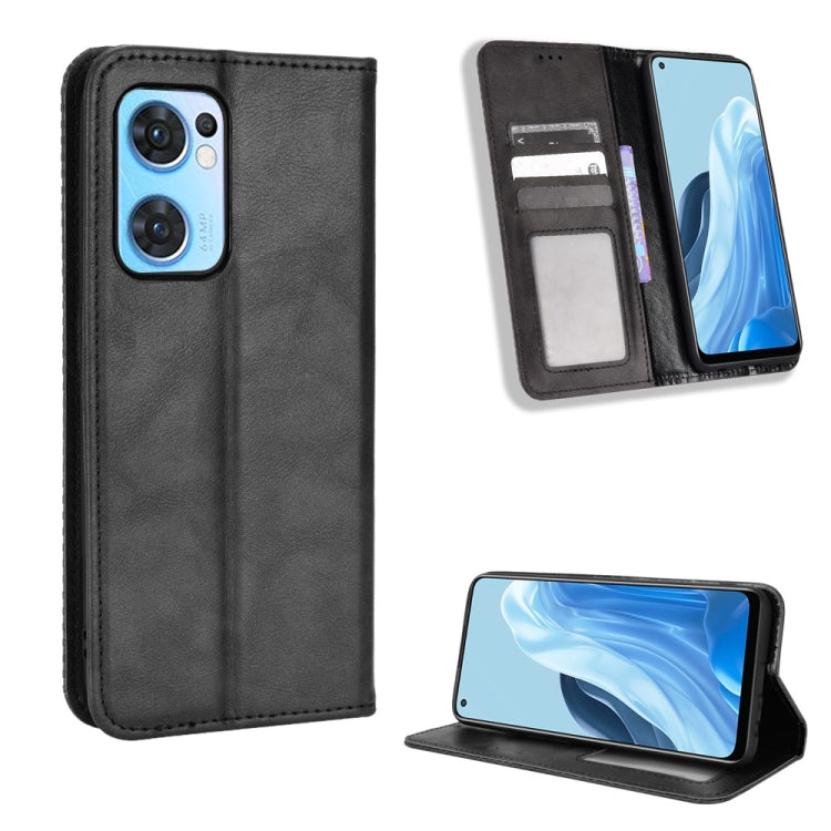 For OPPO Reno7 5G / Find X5 Lite Magnetic Buckle Retro Texture Leather Phone Case