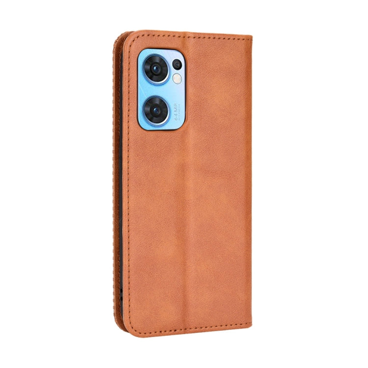 For OPPO Reno7 5G / Find X5 Lite Magnetic Buckle Retro Texture Leather Phone Case