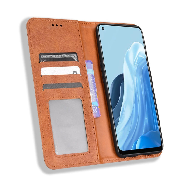 For OPPO Reno7 5G / Find X5 Lite Magnetic Buckle Retro Texture Leather Phone Case