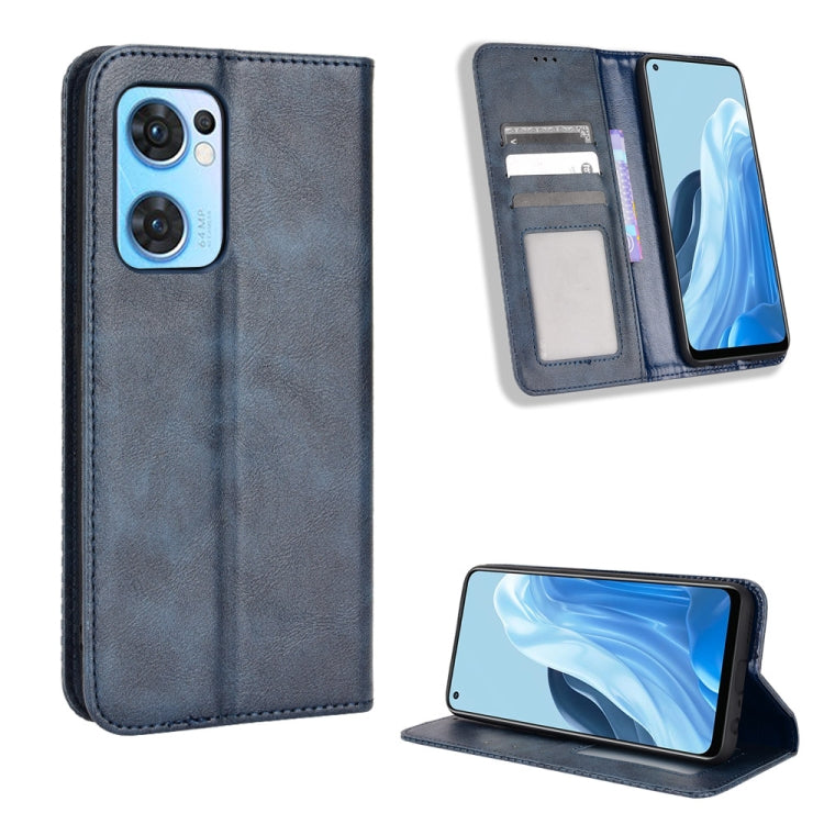 For OPPO Reno7 5G / Find X5 Lite Magnetic Buckle Retro Texture Leather Phone Case