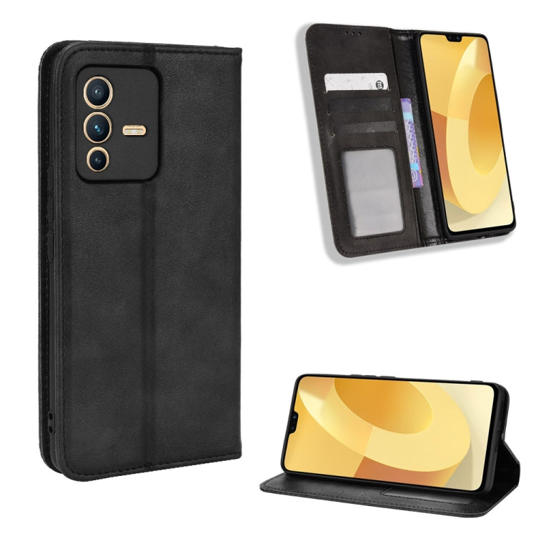 For vivo S12 / V23 5G Magnetic Buckle Retro Texture Leather Phone Case