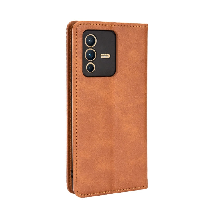 For vivo S12 / V23 5G Magnetic Buckle Retro Texture Leather Phone Case