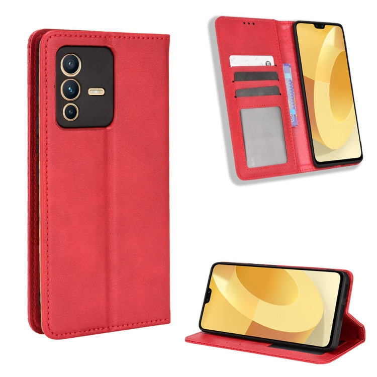 For vivo S12 / V23 5G Magnetic Buckle Retro Texture Leather Phone Case